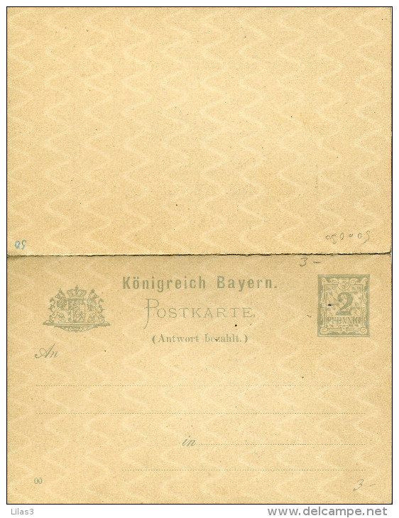 Entier Postal  Carte Avec Réponse Payée 2 Pf Gris Neuf - Lettres & Documents