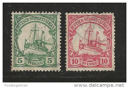 GERMAN SOUTH WEST AFRICA, 1906, Cancelled Stamp(s) SMS Hohenzollern, 5+10 Pf, MI 25-26 #16067 - German South West Africa