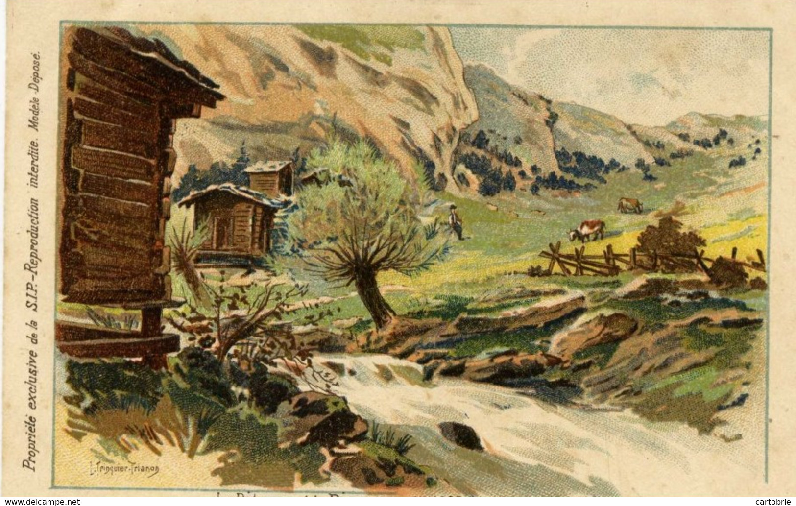 Dépt 75 - PARIS - Exposition 1900 - Village Suisse - Le Pâturage Et Le Ruisseau - Illustrateur Trinquier-Trianon Couleur - Trin