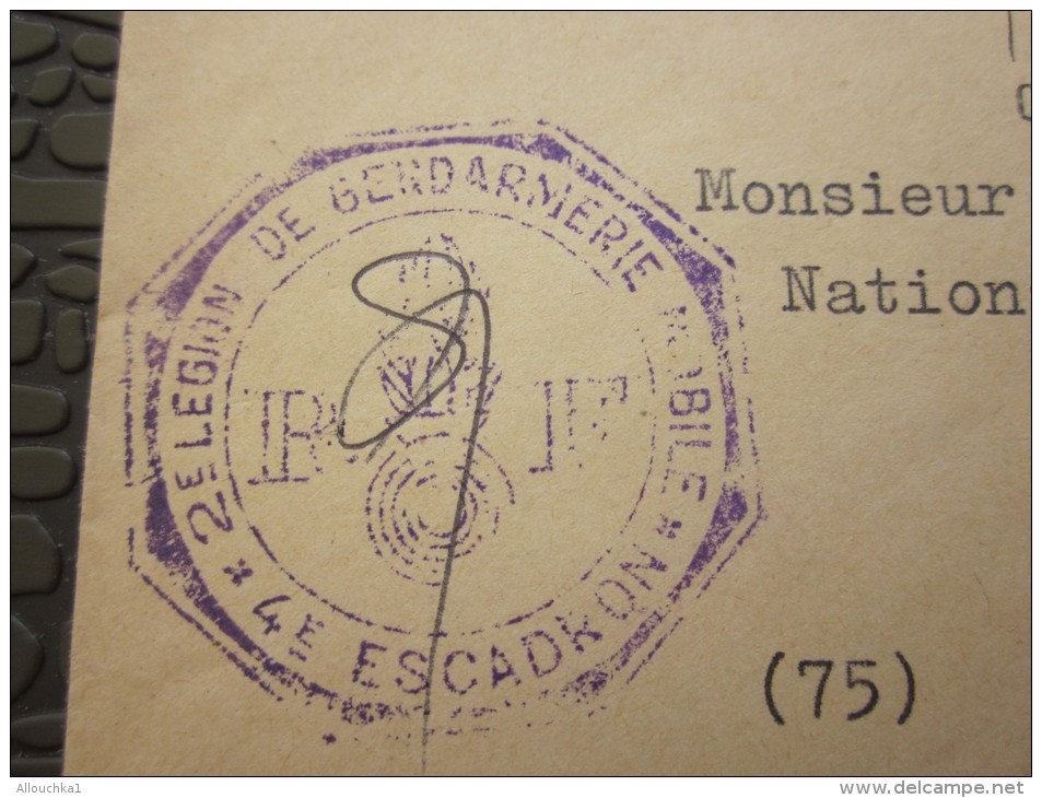 Lettre FRANCHISE MILITAIRE + CM Calais 5é Groupement De Gendarmerie Mobile 4é Escadron Marques D'armées Mon&gt; Paris 19 - Army Postmarks (before 1900)