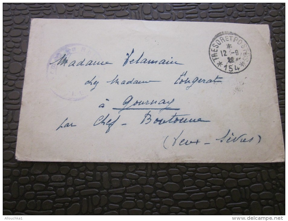 12 Sep 1922 Secteurs Postal *154*Lettre FRANCHISE MILITAIRE+cachet Militaire CAD Trésor &amp;postes&gt;Gournay Pr Chef-B - Sellos De La Armada (antes De 1900)