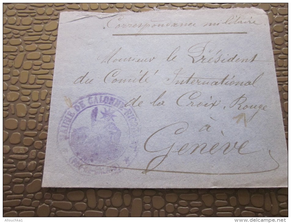 Mairie De Calonne Prisonnier Guerre 14-18 Lettre FM Comité International Croix-Rouge Genève Suisse - Rotes Kreuz