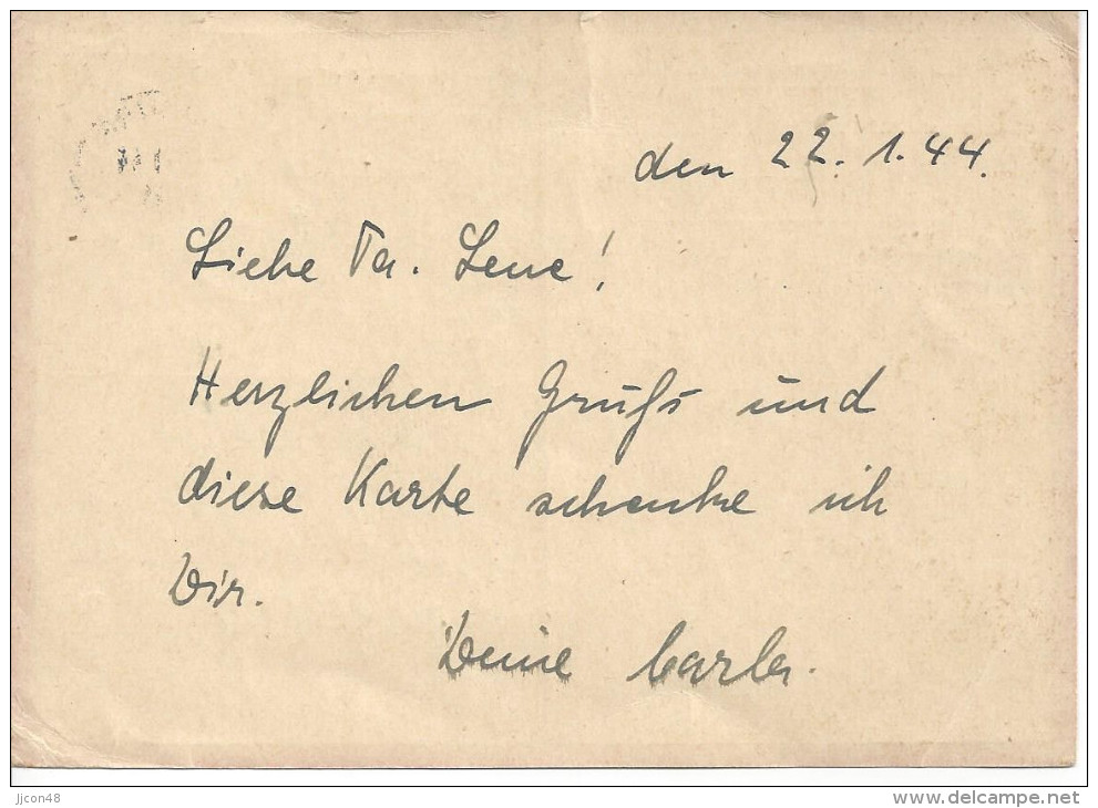 Germany 1943  Postkarte  6 Auf 15pf  (o) Mi. P 244b A (Hamburg 21.1.44) - Other & Unclassified