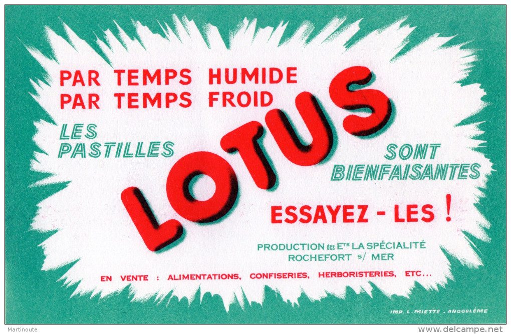 -  BUVARD Pastilles LOTUS à 17 ROCHEFORT-sur-MER - 682 - Sucreries & Gâteaux