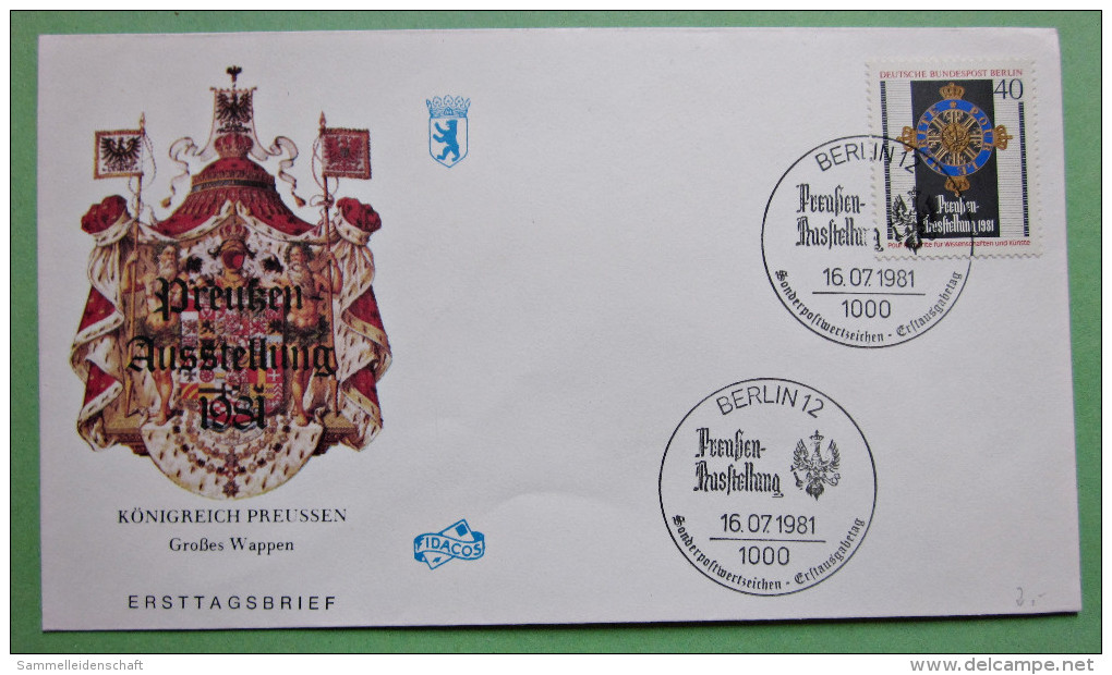 Brief FDC Briefmarken Deutschland Berlin Preussen Wappen 1981 Ersttagsbrief - Sonstige & Ohne Zuordnung