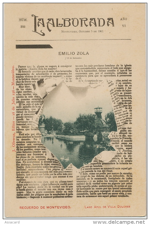 Periodico " La Alborada 5 De Octubre 1902 " Recuerdo De Montevideo  Lago Azul Villa Dolores Journal Crevé Montage - Uruguay