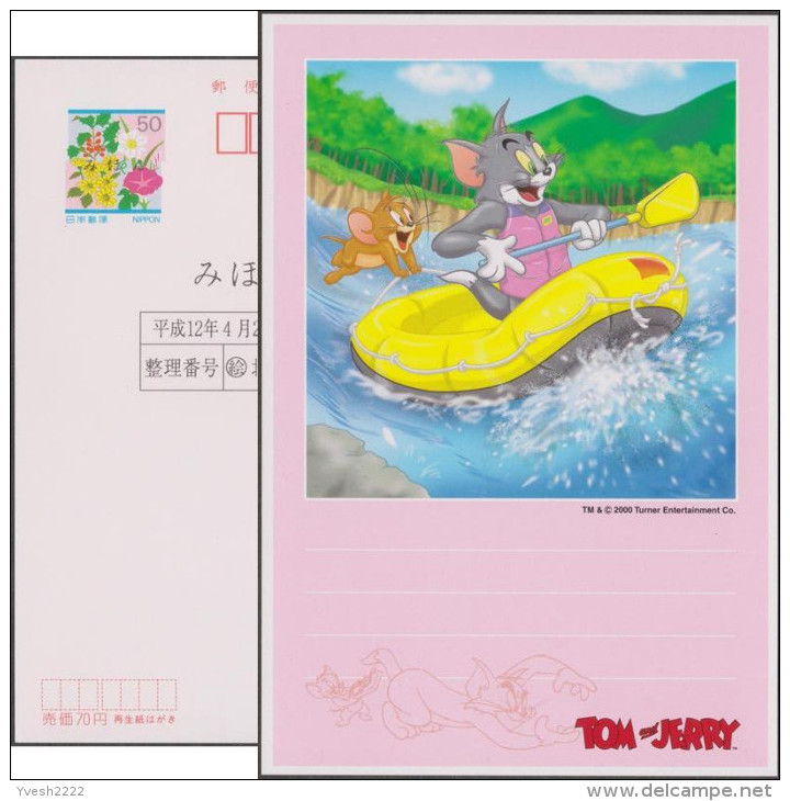 Japon 2000. Entier Postal Spécimen. Tom & Jerry, Chat Et Souris. Tom Et Jerry Font Du Rafting - Rafting