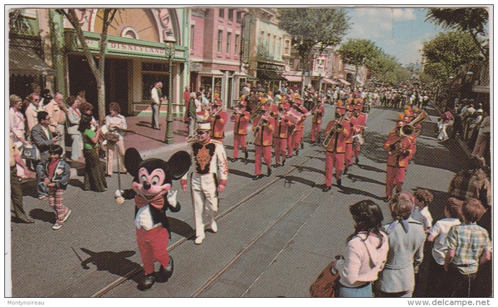 Disney :   The  Disneyland  Band  , Mickey  Mouse  Leads  The Band In A Lively Parade Along Main Street  Usa - Disneyland