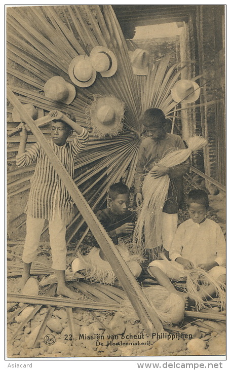 22 Mission Van Scheut Belgium Enfants Fabriquant Des Chapeaux  Cactus Sisal - Philippines