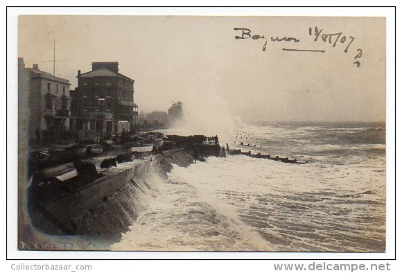 Rough Sea Goodyer Sudio Bognor  Real Photo RPPC Original Ca1900 Postcard AK  Carte Postale W4-282 - Bognor Regis