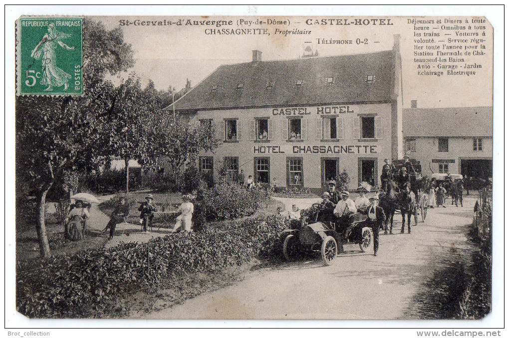 Saint-Gervais-d'Auvergne, Castel-Hôtel, Chassagnette, Propriétaire, 1911, éd. A. Michel, Angles Coupés, Automobile - Saint Gervais D'Auvergne
