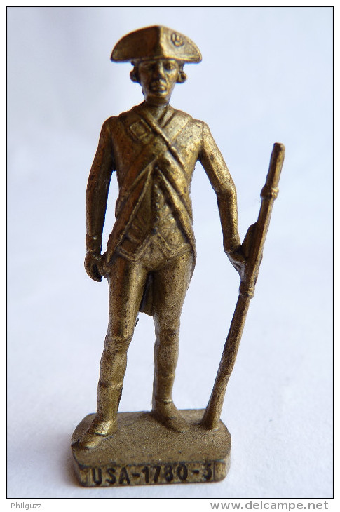FIGURINE KINDER  METAL SOLDAT AMERICAIN USA 1780 SOLDAT 7 80's Laiton - KRIEGER USA - Metal Figurines