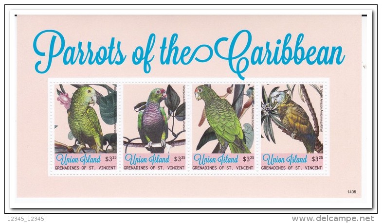 Union Island 2014, Postfris MNH, Parrots - St.Vincent (1979-...)