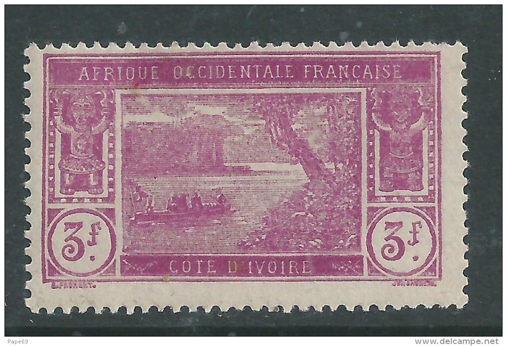 Cote D´Ivoire N° 83 X Type Lagune Ebrié  : 3 F. Lilas-rose  Trace De  Charnière Sinon TB - Neufs