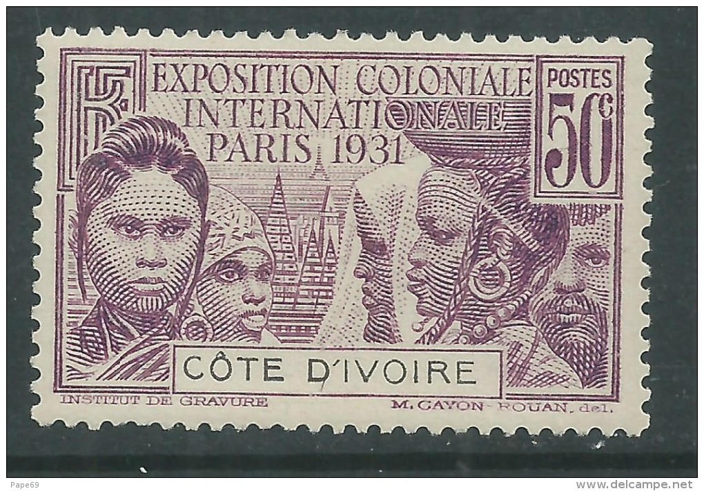 Cote D´Ivoire N° 85 X Exposition Coloniale De Paris : 50 C. Violet  Trace De  Charnière Sinon TB - Nuovi