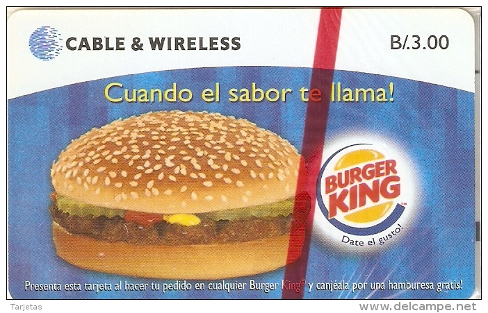 TARJETA DE PANAMA DE CABLE & WIRELESS DE B/3.00 DEL BURGER KING  (NUEVA-MINT) - Panamá