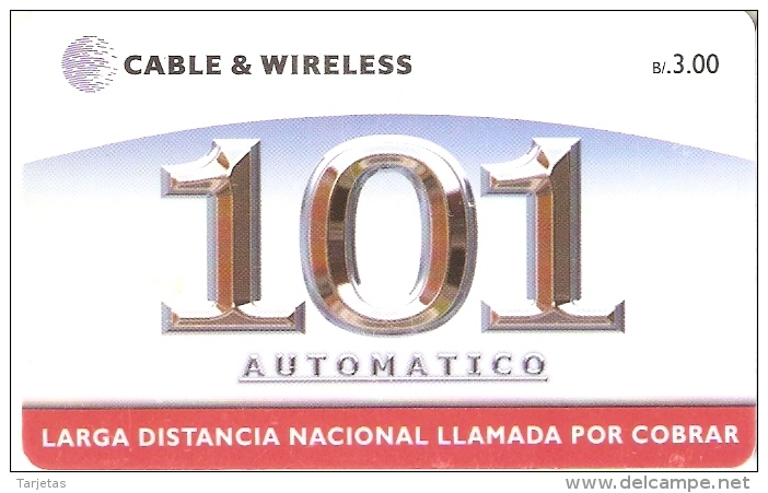 TARJETA DE PANAMA DE CABLE & WIRELESS DE B/3.00 AUTOMATICO 101 - Panamá