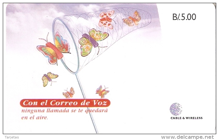 TARJETA DE PANAMA DE CABLE & WIRELESS DE B/5.00 CORREO DE VOZ (MARIPOSA-BUTTERFLY) - Panama