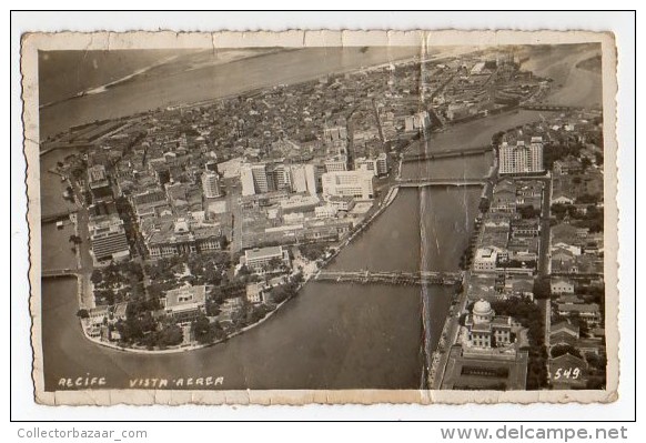 Cartao Postal Brasil  Recife Vista Aerea Real Photo Postcard Ca1940 W4-304 - Recife