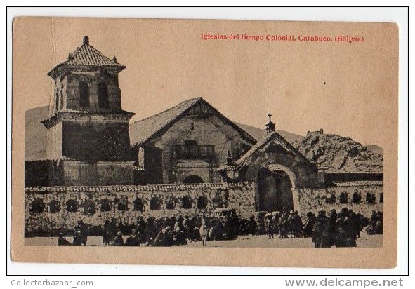 Tarjeta Postal De Bolivia Carabuco Iglesias Church Ethnic Native Ca1900 Postcard  W4-310 - Bolivia