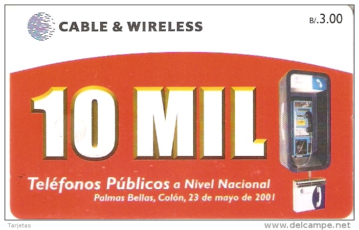 TARJETA DE PANAMA DE CABLE & WIRELESS DE B/3.00  10 MIL TELEFONOS PUBLICOS - Panama