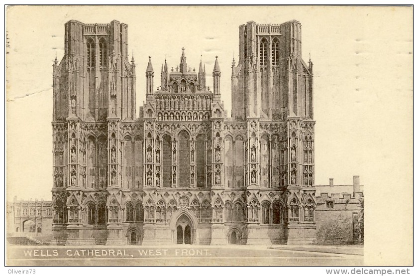 WELLS CATHEDRAL, WEST FRONT - 2 Scans - Wells