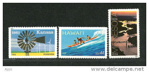 Jubilé Des Etats Du Kansas,Hawaii Et Minnesota.   3 T-p Neufs ** - Unused Stamps