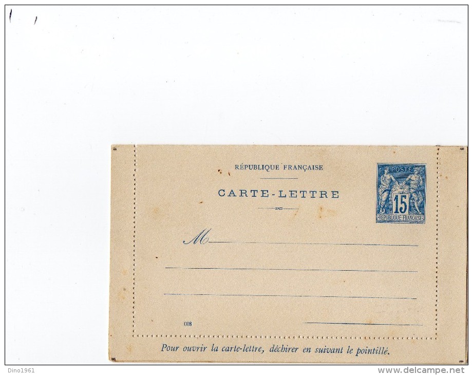 TB 187 - Entier Postal Type Sage - Carte - Lettre Piquage C  Neuve - Cartoline-lettere