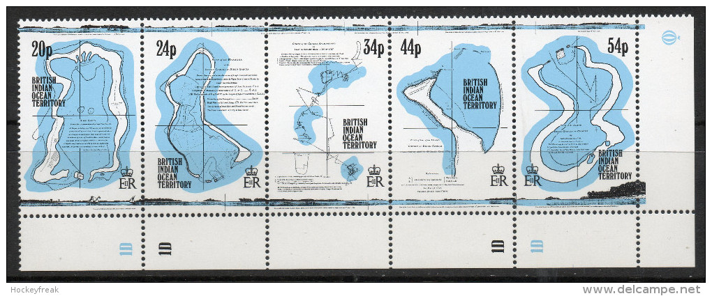 British Indian Ocean Territory 1994 - 18th Century Maps Plate 1D Bottom Marginals SG147-151 MNH - Face Value £1.66 - Territorio Británico Del Océano Índico