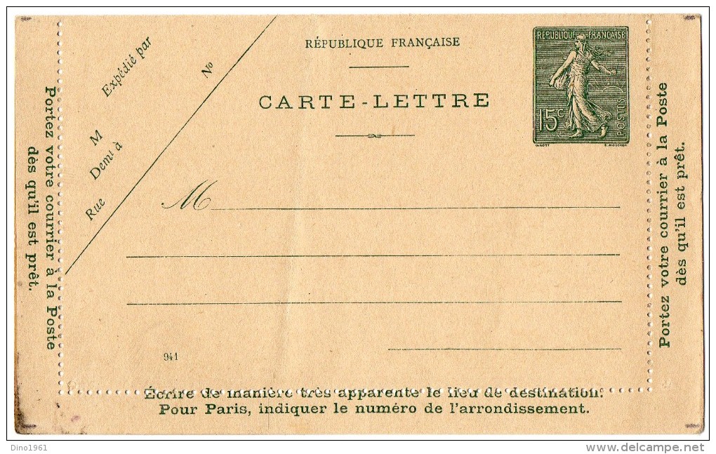 TB 192 - Entier Postal Type Semeuse Lignée - Carte Lettre Neuve - Letter Cards