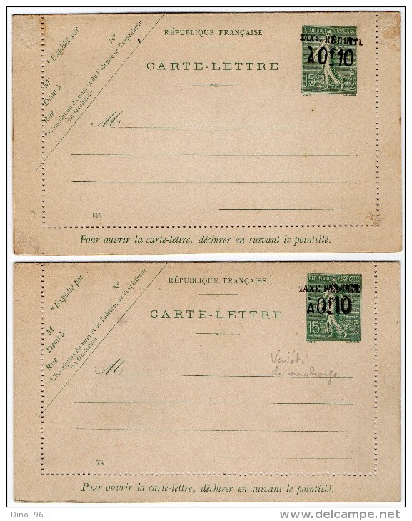 TB 193- Entier Postal Type Semeuse Lignée - Carte Lettre Taxe Réduite + Variété De Surcharge - Neuve - Cartes-lettres