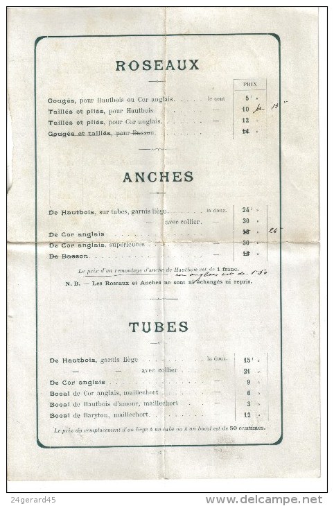 TARIFS MATERIELS ACCESSOIRES ET OUTILS DE MUSIQUE - Material Und Zubehör