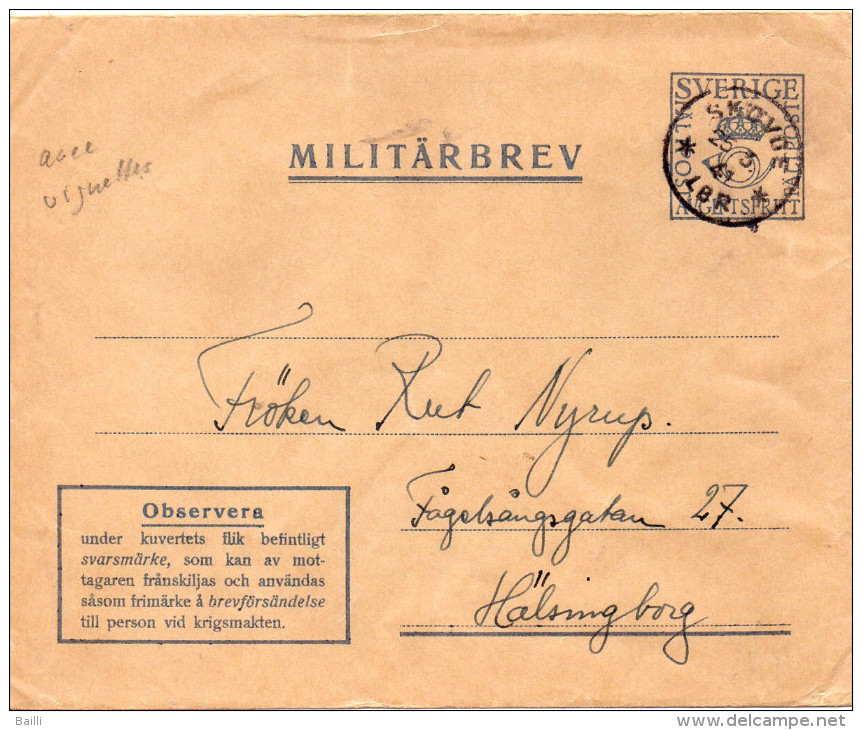 SUEDE LETTRE MILITAIRE 1941 - 1930- ... Francobolli In Bobina II