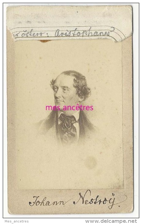 Photo CDV -portrait De Johan Nestroÿ-1801-1862-acteur Chanteur-dramaturge-photo Newman Wien - Anciennes (Av. 1900)