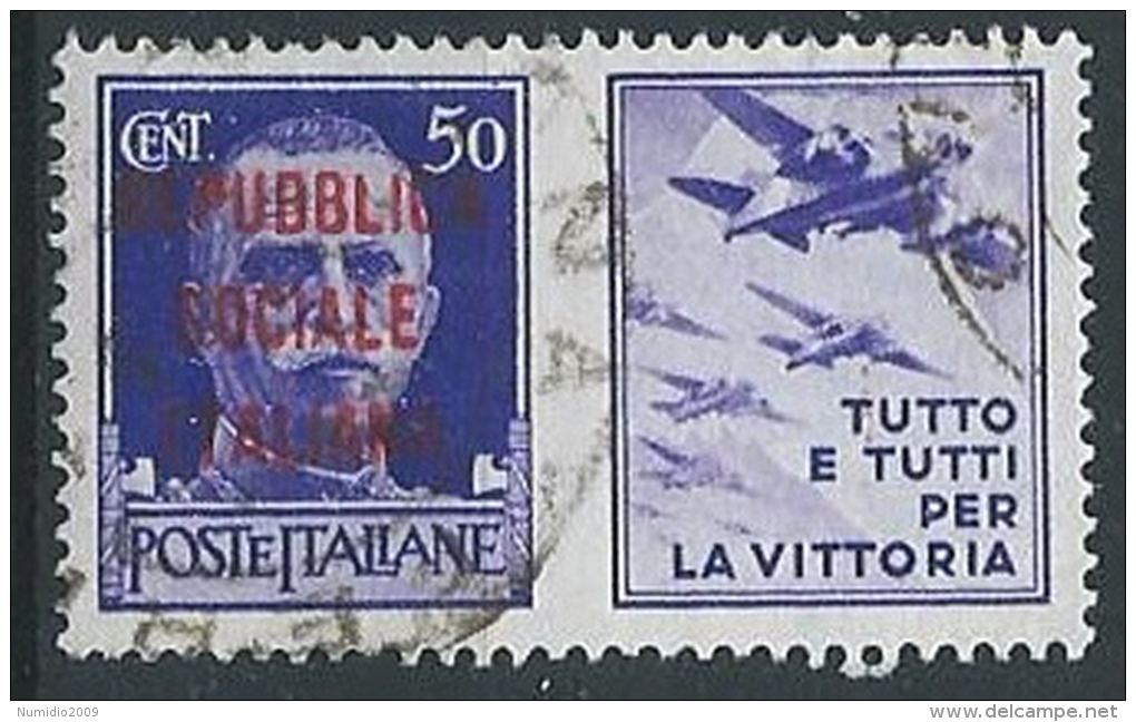 1944 RSI USATO PROPAGANDA DI GUERRA 50 CENT - ED824-4 - Propaganda Di Guerra