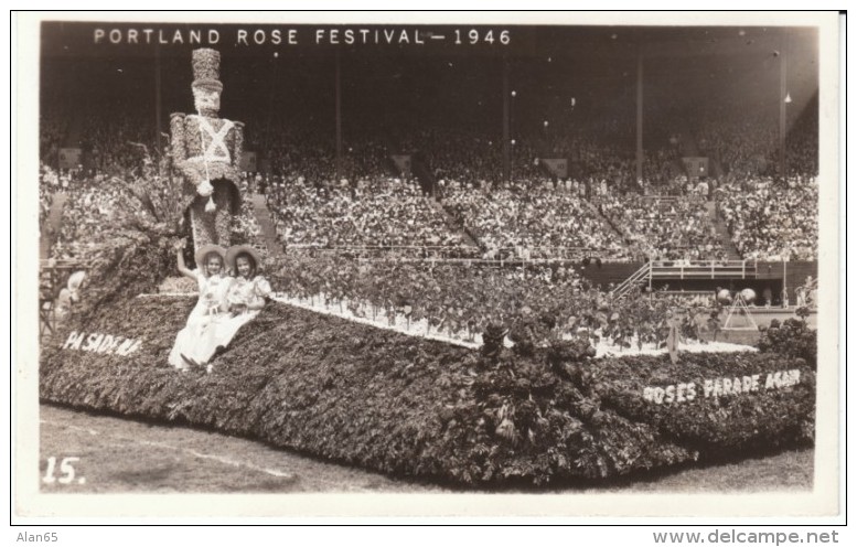 Portland Oregon, 1946 Rose Festival Pasadena California Parade Float, C1940s Vintage Real Photo Postcard - Portland