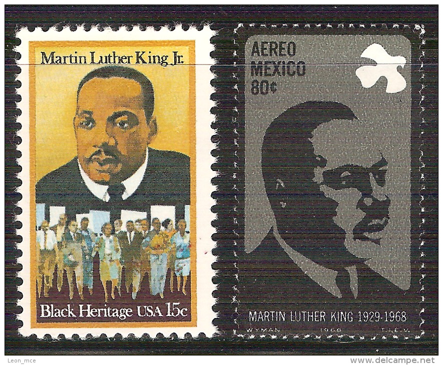 Martin Luther King México 1968 / 1979 USA 2 Stamps MNH Peace Nobel Prize,  Human Rights Leader, Famous People Of  USA - Martin Luther King