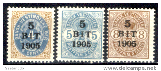 Antille-Danesi-F017 - 1905 - Y&T: N.24/26 (sg) NG - Privi Di Difetti Occulti - - Danemark (Antilles)