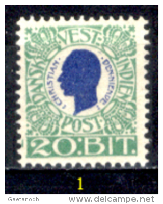 Antille-Danesi-F019 - 1905 - Y&T: N.29/32 (+/sg/o) - A Scelta. - Denmark (West Indies)