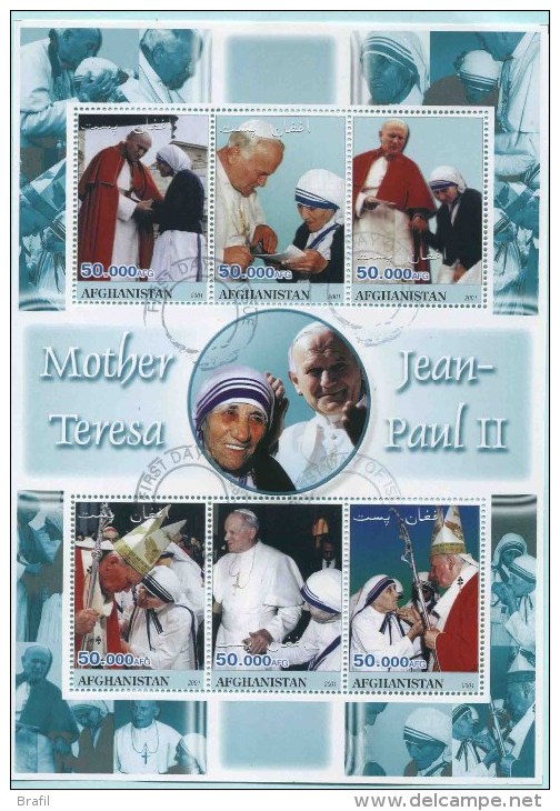 2001 Madre Teresa Di Calcutta , Foglietto Usato Afghanistan - Mère Teresa