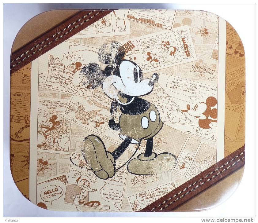 BOITE DELACRE EN METAL Fer Blanc MICKEY COUVERCLE MARRON (1) - WALT DISNEY - El Arte De La Mesa