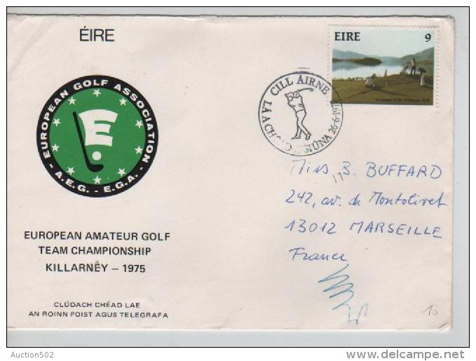 Eire Golf Stamp On Cover Illustrated European Golf Association Cill Airne 1975 To France PR1060 - Golf