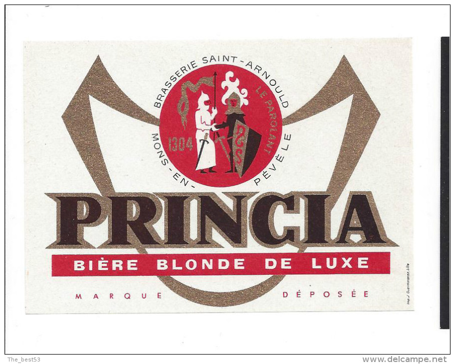 Etiquette De  Bière Blonde  -   Princia  -  Brasserie Saint Arnould  à  Mons En Pévele  (59) - Bière