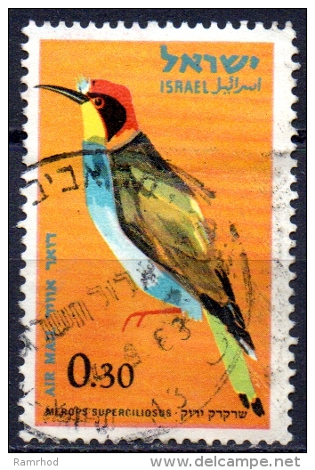 ISRAEL 1963 Air. Birds - 30a European Bee Eater  FU - Airmail