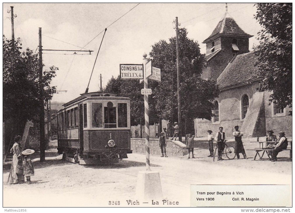 CPM Vers 1906 VICH (Nyon) - La Place, Tram Pour Begnins, Tramway (A79) - Begnins