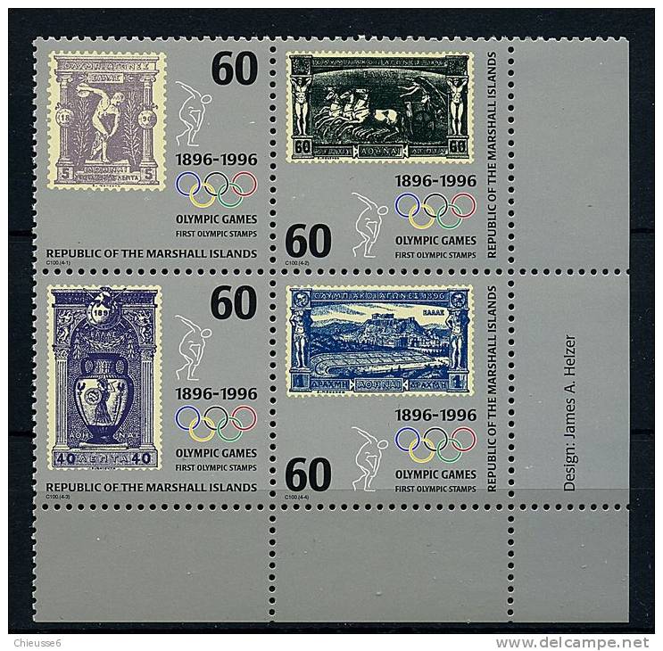 Marshall ** N° 672 à 675  Formant Bloc - Cent. Des J.O. Modernes - Marshall Islands