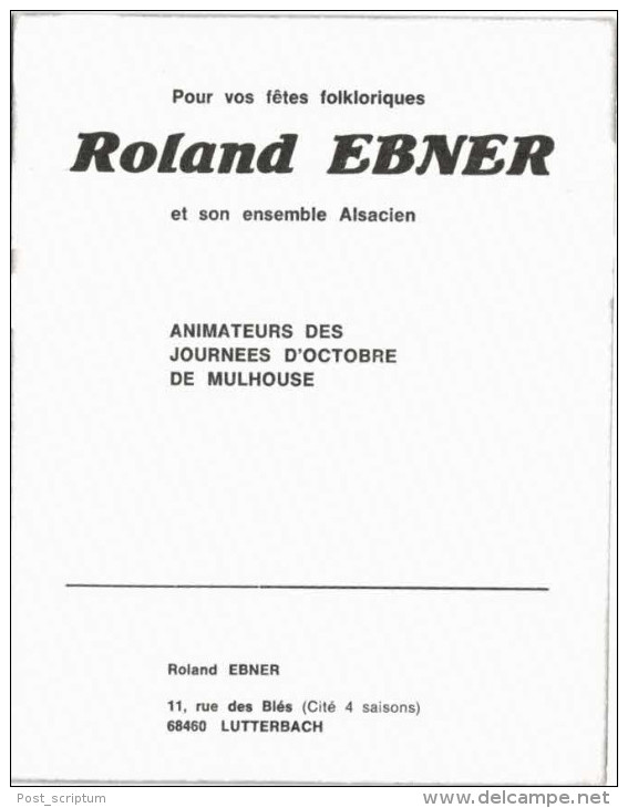 Lutterbach Groupe De Musique  - Roland Ebner  Et Son Ensemble Alsacien Animateurs Des Journées D´octobre De Mulhouse - Autres & Non Classés