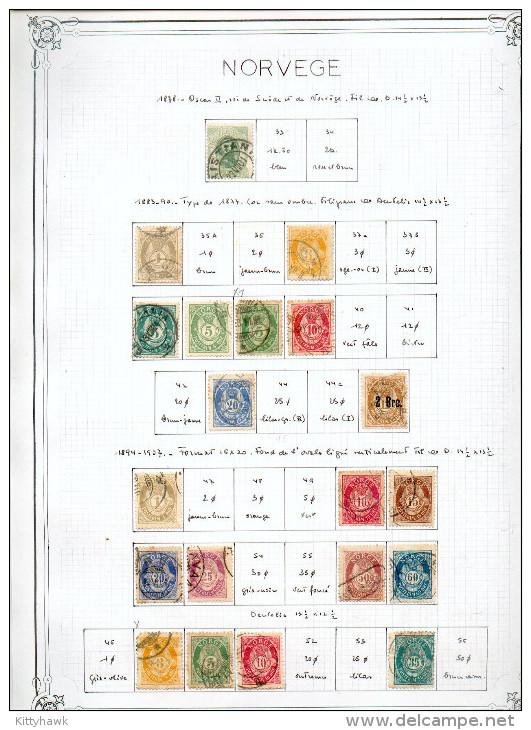 NORVEGE - Sur 15 Feuilles Yvert "maison", 210 Timbres Période Classique - Collections