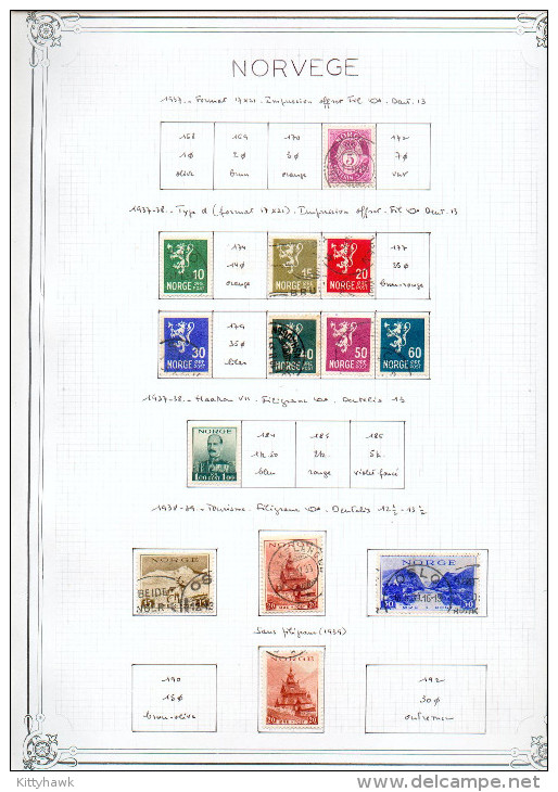 NORVEGE - sur 15 feuilles Yvert "maison", 210 timbres période classique