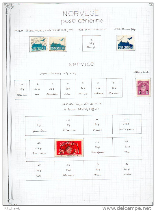 NORVEGE - sur 15 feuilles Yvert "maison", 210 timbres période classique